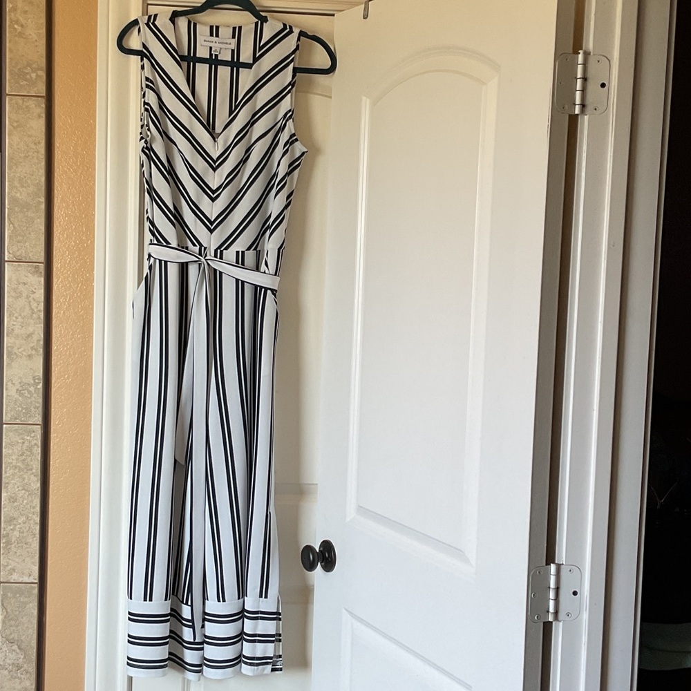 Emma & Michele Monochrome Striped Jumpsuit